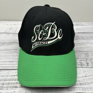 NEW Sobe Energy Drink Embroidered Black Green Baseball Hat Cap Sz S/M Flex Fit